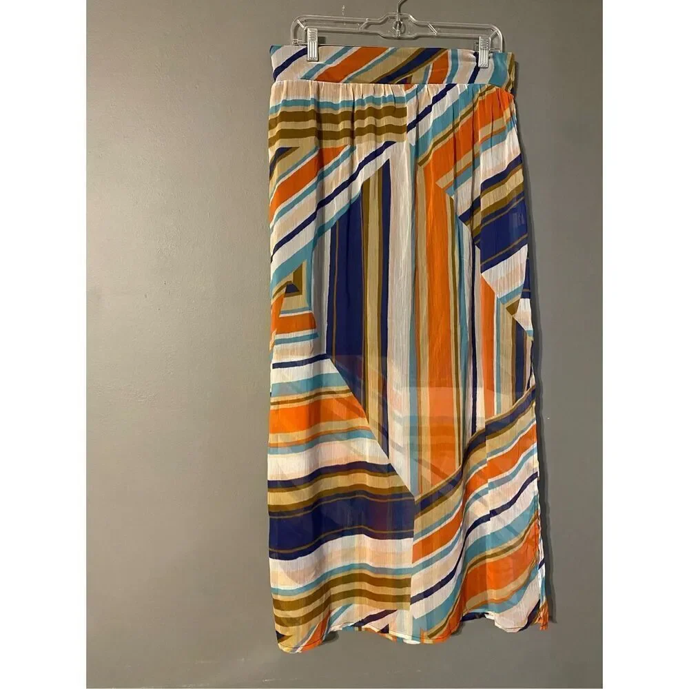 Vanity Stripes Pull On 2Fer Skirt Size Large